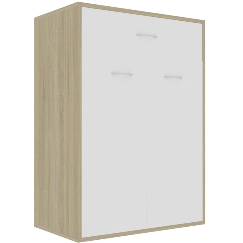 

vidaXL Mueble zapatero de aglomerado blanco y roble Sonoma 60x35x84 cm - Beige