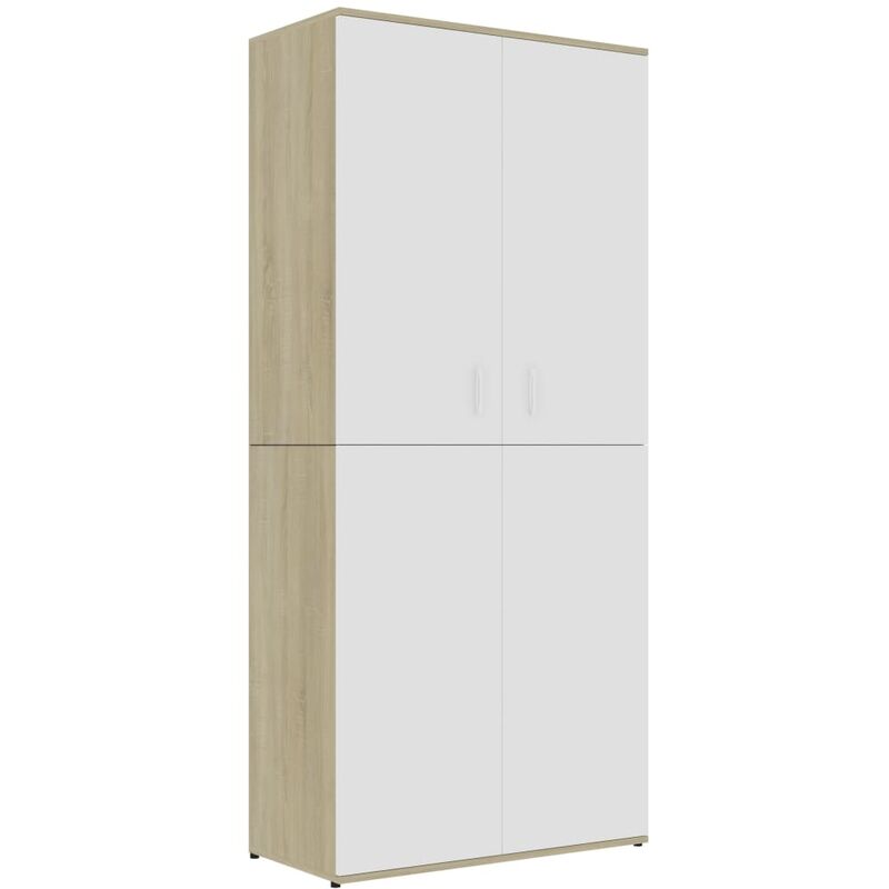 

vidaXL Mueble zapatero de aglomerado blanco y roble Sonoma 80x39x178cm - Beige