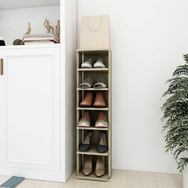 

Mueble zapatero de aglomerado color roble Sonoma 25x27x102 cm