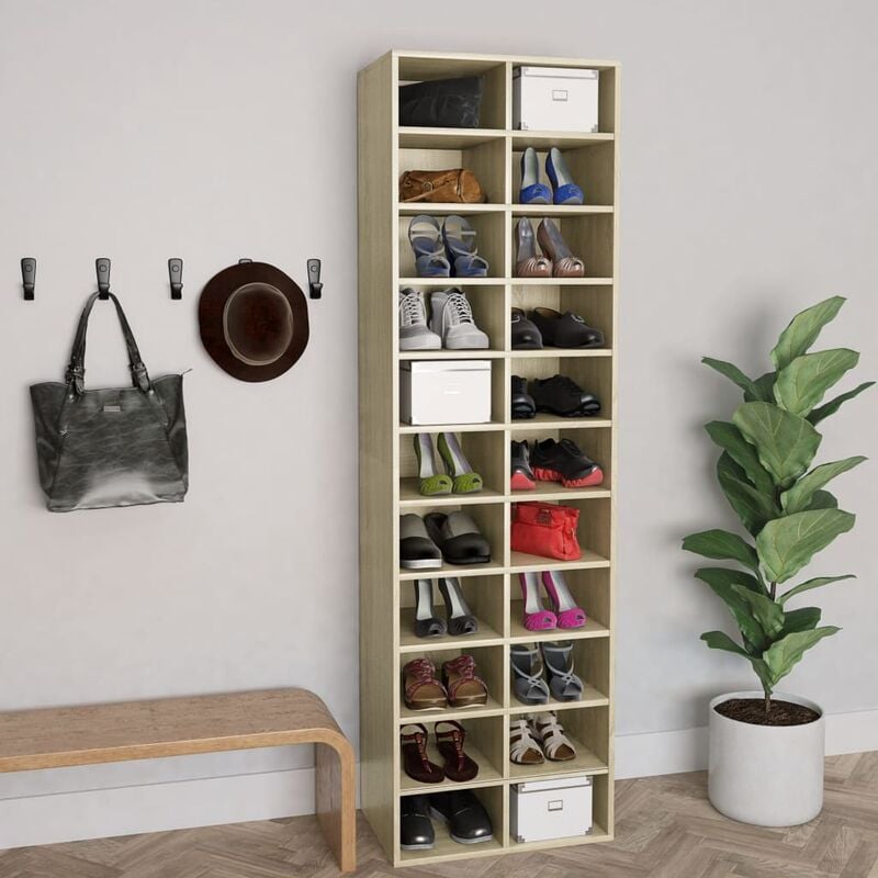 

Mueble zapatero de aglomerado color roble Sonoma 54x34x183 cm