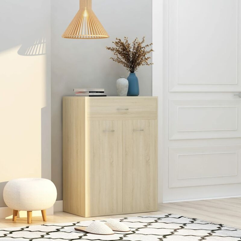 

Mueble zapatero de aglomerado color roble Sonoma 60x35x84 cm