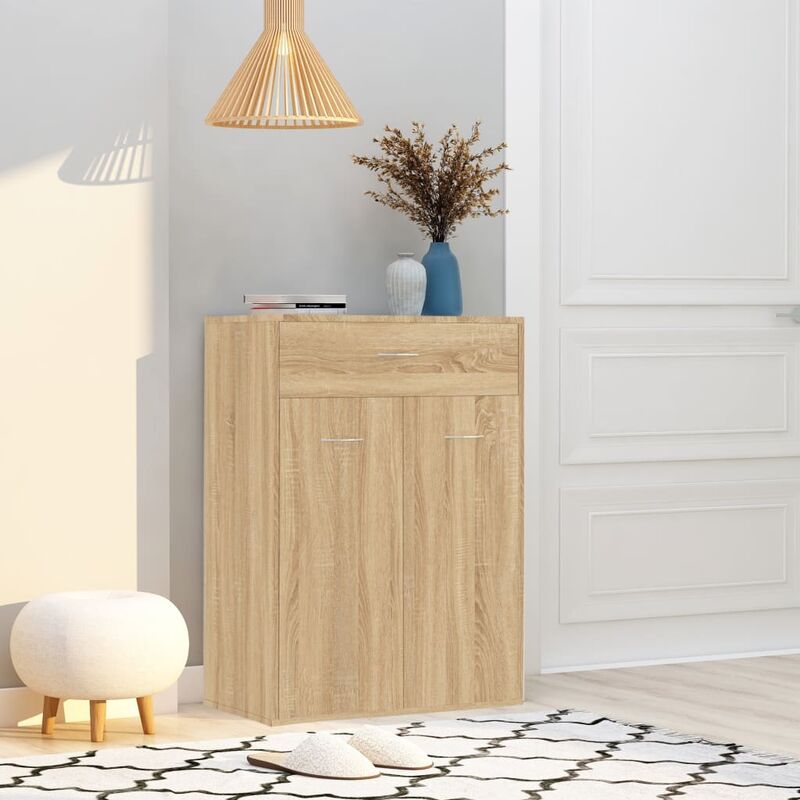 

Mueble zapatero de aglomerado color roble Sonoma 60x35x84 cm - Marrón