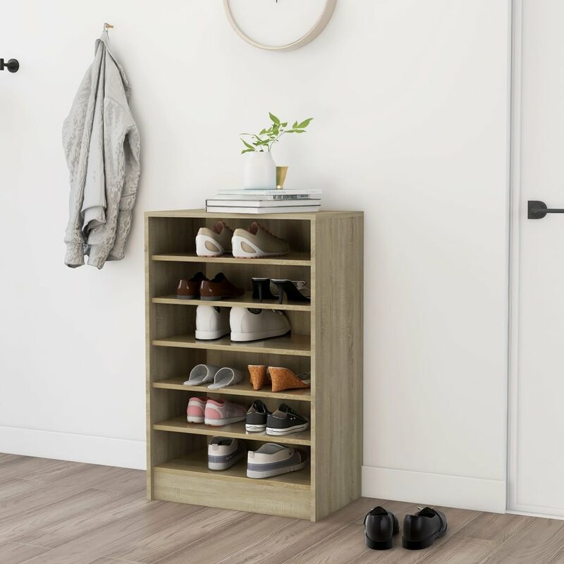 

Mueble zapatero de aglomerado color roble Sonoma 60x35x92 cm