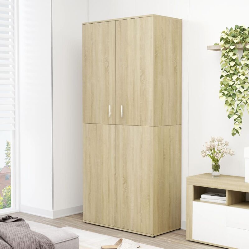 

Mueble zapatero de aglomerado color roble Sonoma 80x39x178 cm