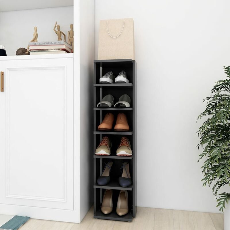

Mueble zapatero de aglomerado gris 25x27x102 cm