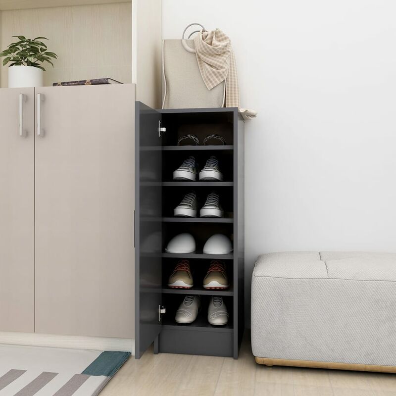

Mueble zapatero de aglomerado gris 32x35x92 cm