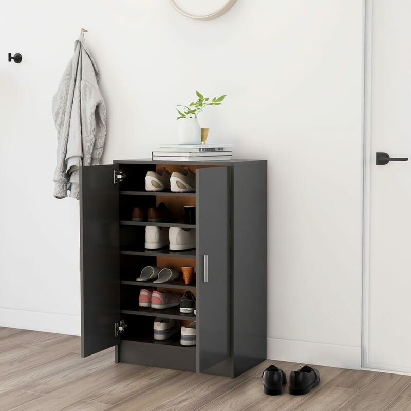 

Mueble zapatero de aglomerado gris 60x35x92 cm