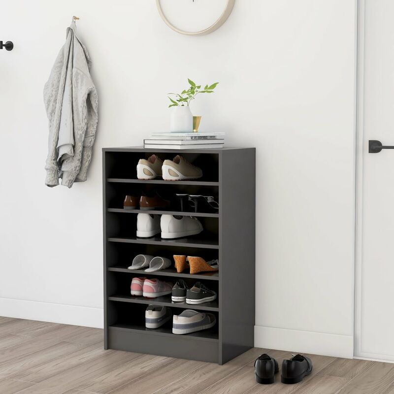 

Mueble zapatero de aglomerado gris 60x35x92 cm