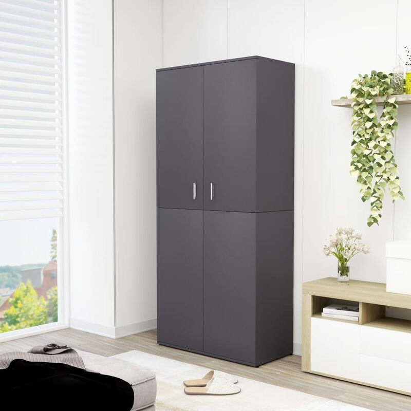 

Mueble zapatero de aglomerado gris 80x39x178 cm - Gris