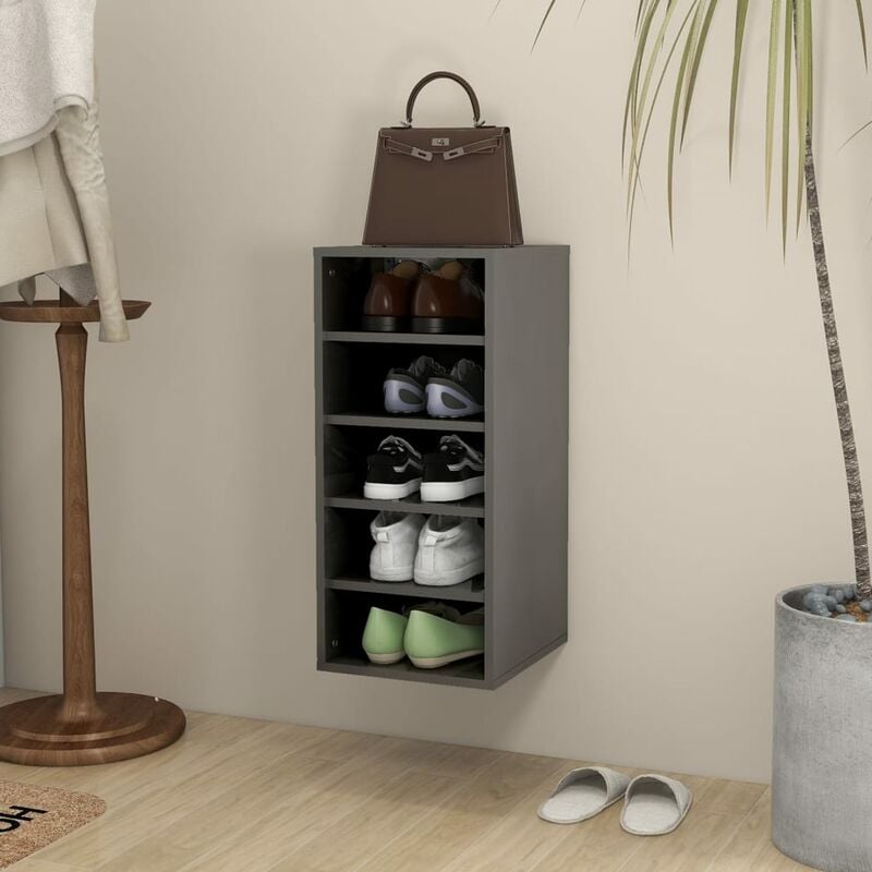 

Mueble zapatero de aglomerado gris brillante 31,5x35x70 cm