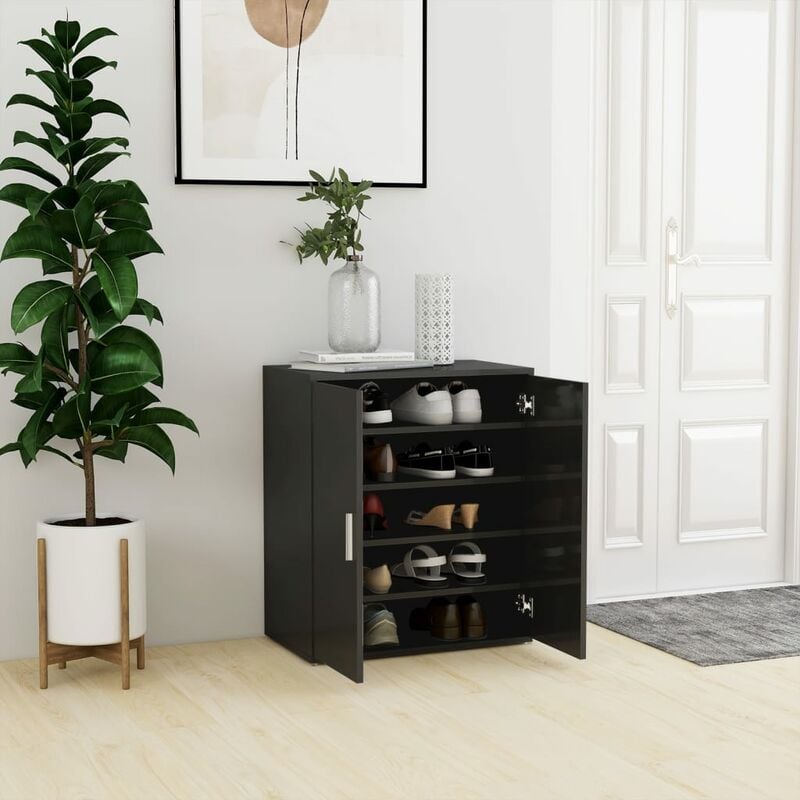 

Mueble zapatero de aglomerado gris brillante 60x35x70 cm