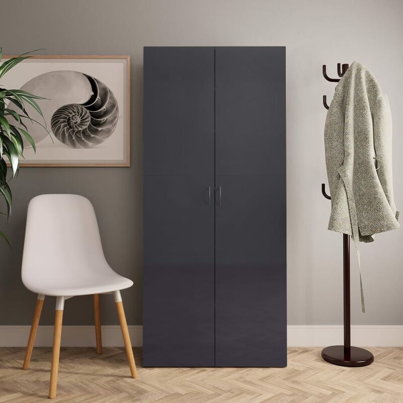 

Mueble zapatero de aglomerado gris brillante 80x35,5x180 cm - Gris