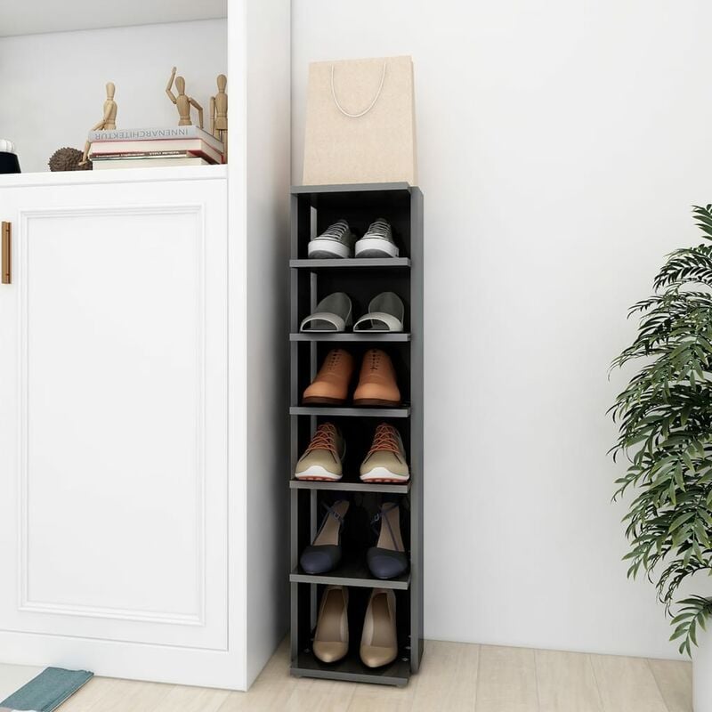 

Mueble zapatero de aglomerado gris con brillo 25x27x102 cm