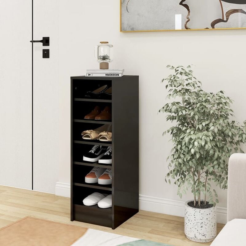 

Mueble zapatero de aglomerado gris con brillo 31,5x35x92 cm