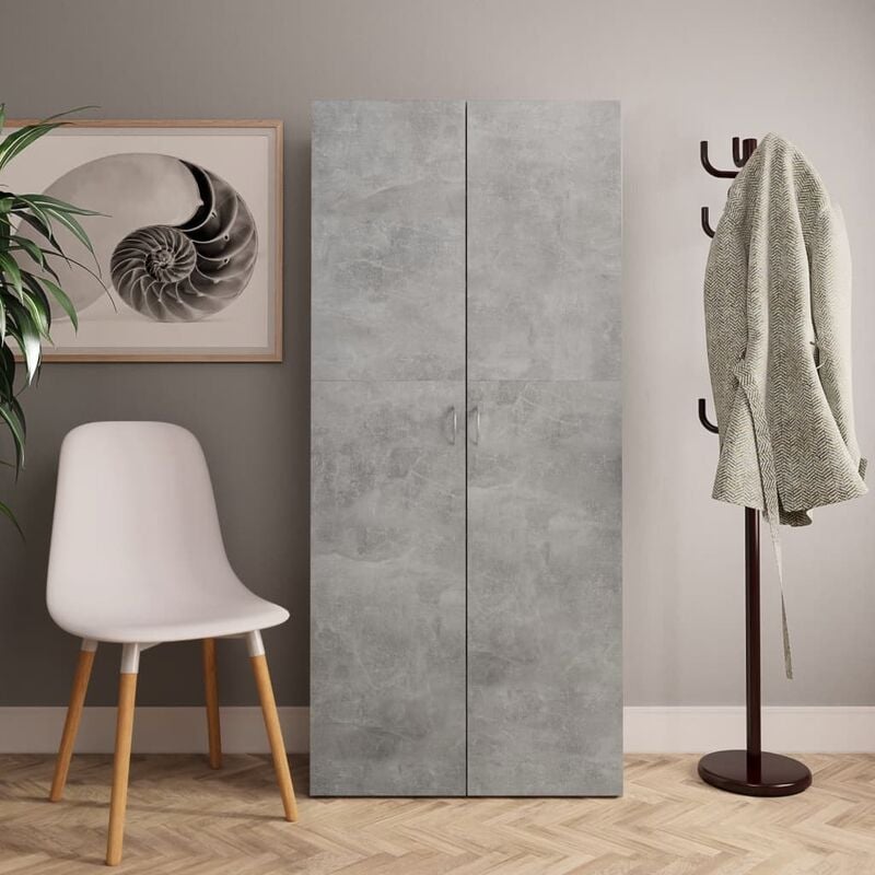 

Mueble zapatero de aglomerado gris hormigón 80x35,5x180 cm - Gris