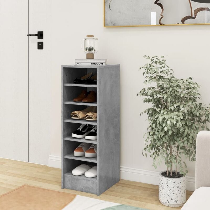 

Mueble zapatero de aglomerado gris hormigón 31,5x35x90 cm