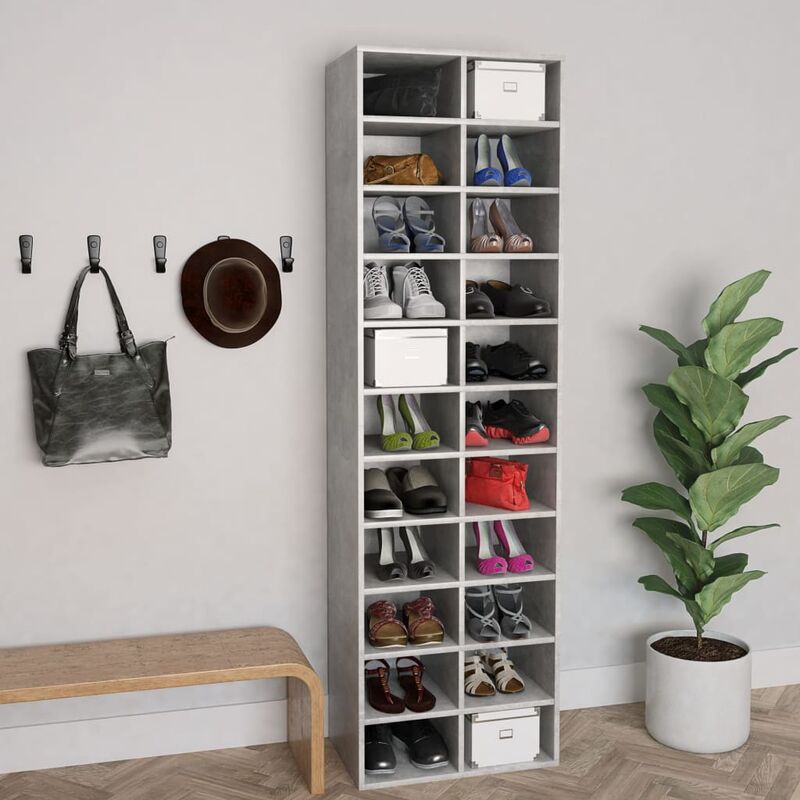 

Mueble zapatero de aglomerado gris hormigón 54x34x183 cm