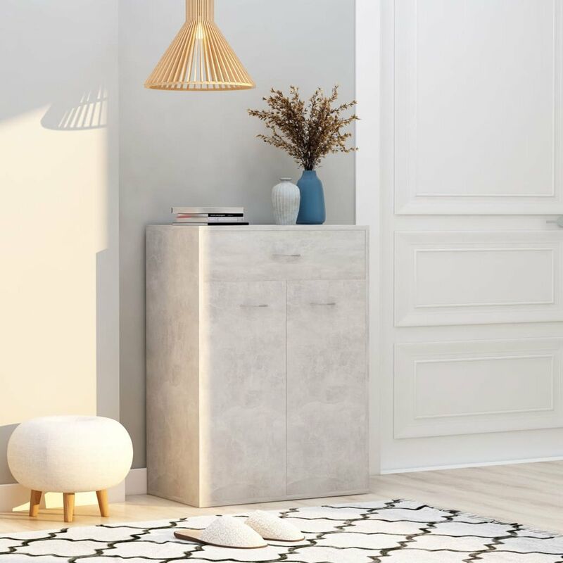 

Happyshopping - Mueble zapatero de aglomerado gris hormigon 60x35x84 cm