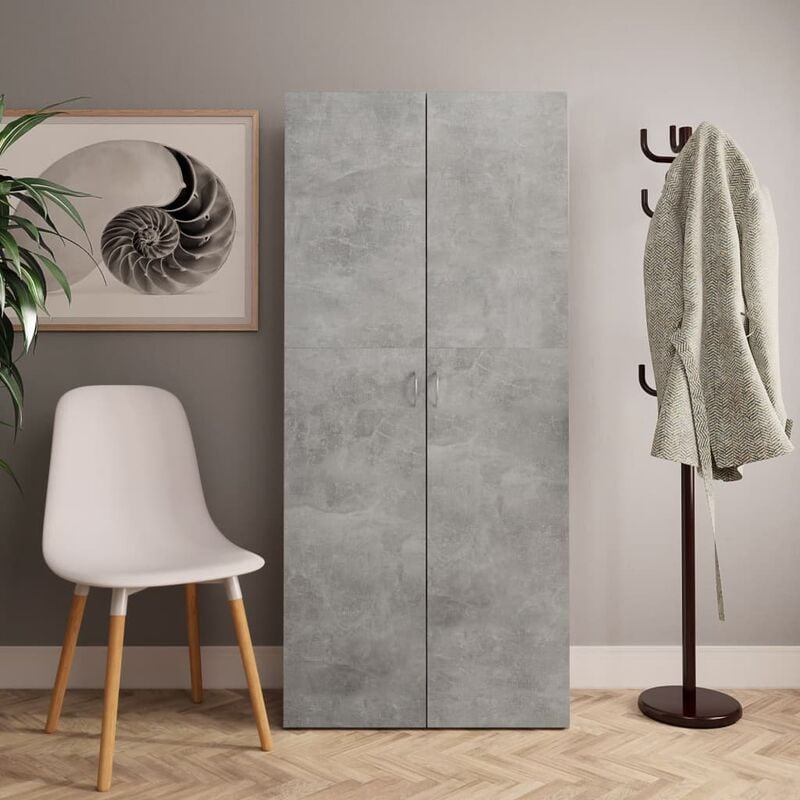 

Mueble zapatero de aglomerado gris hormigón 80x35,5x180 cm