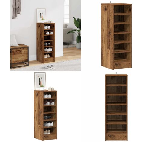 Mueble zapatero de aglomerado madera vieja 32x35x92 cm - Muebles de almacenamiento - Estantes decorativos