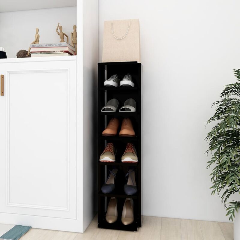 

Mueble zapatero de aglomerado negro 25x27x102 cm