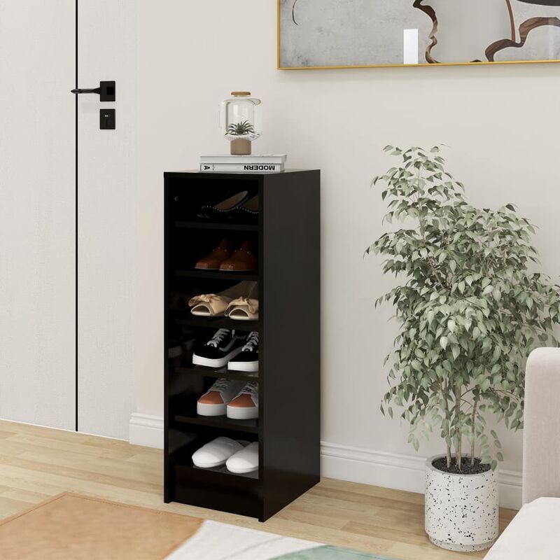 

Mueble zapatero de aglomerado negro 31,5x35x90 cm