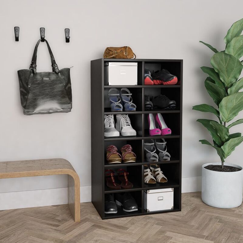 

Mueble zapatero de aglomerado negro 54x34x100 cm