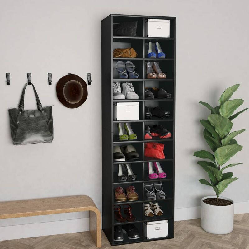 

Mueble zapatero de aglomerado negro 54x34x183 cm