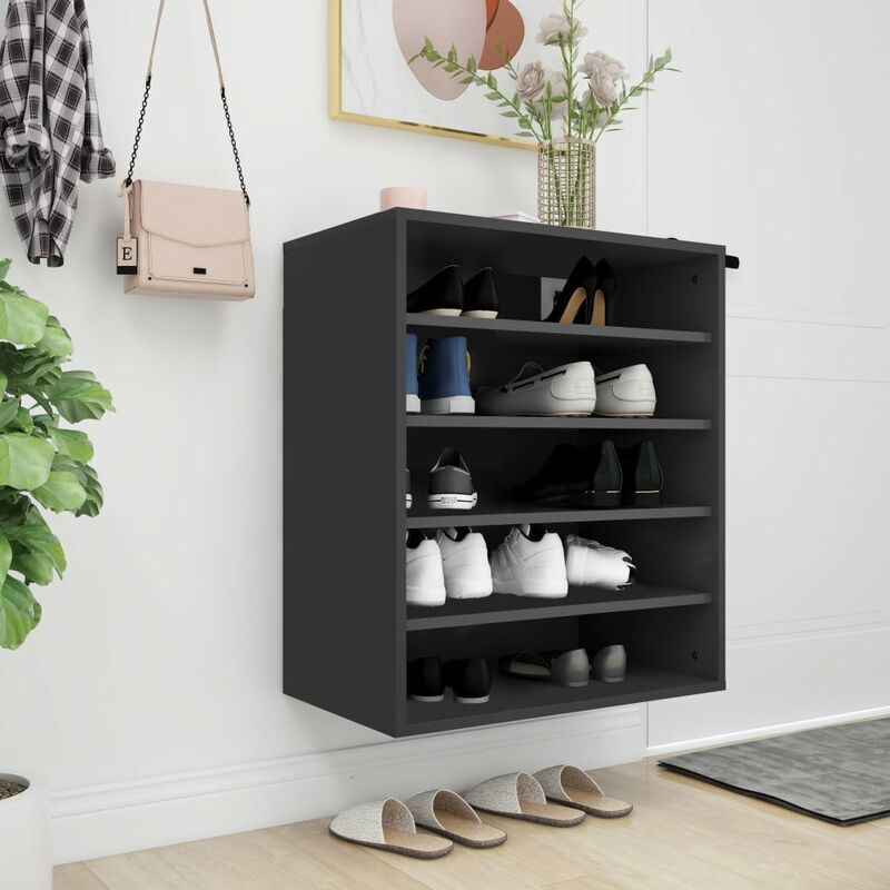 

Mueble zapatero de aglomerado negro 60x35x70 cm