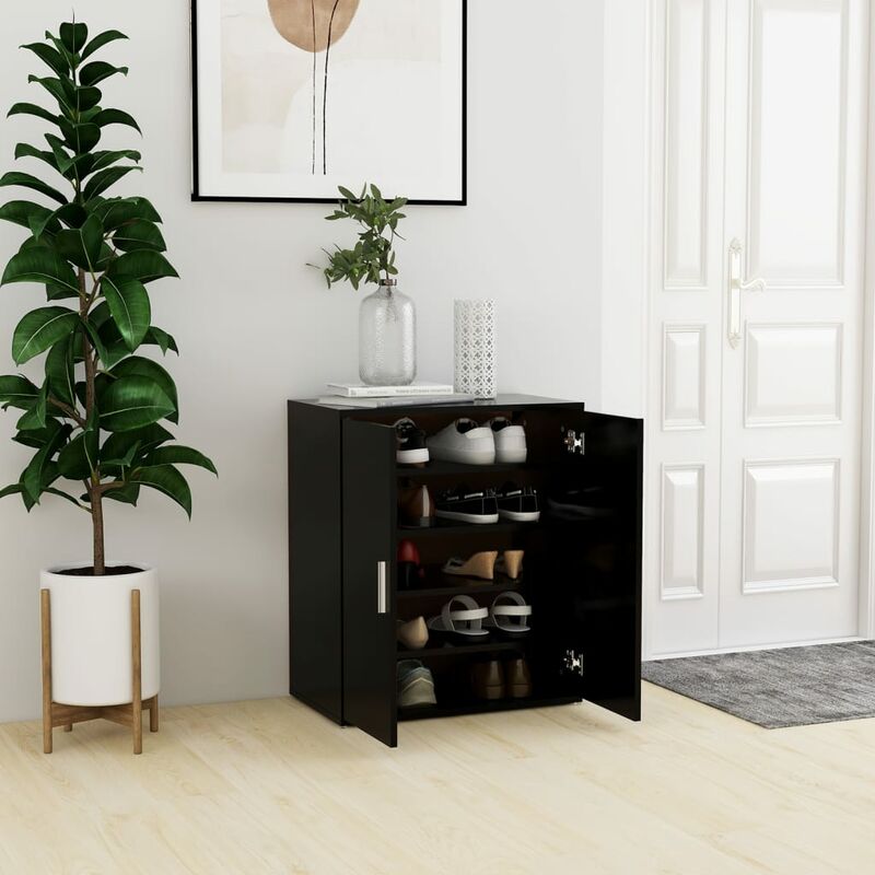 

Mueble zapatero de aglomerado negro 60x35x70 cm