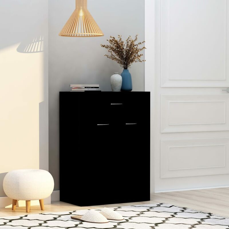 

Mueble zapatero de aglomerado negro 60x35x84 cm