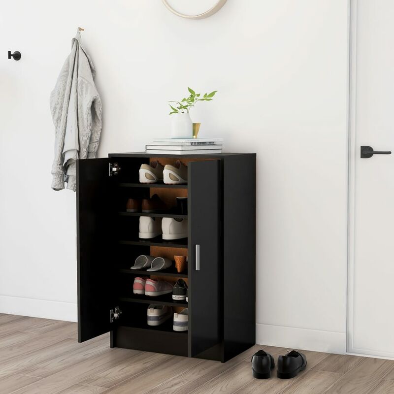 

Mueble zapatero de aglomerado negro 60x35x92 cm