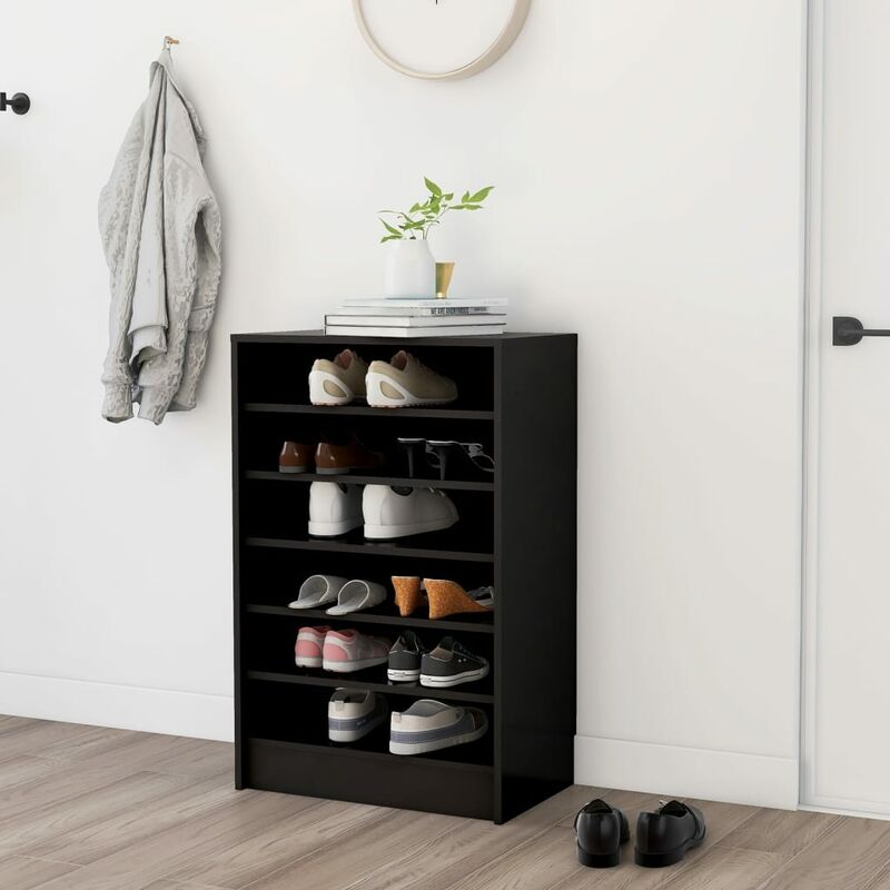 

Mueble zapatero de aglomerado negro 60x35x92 cm