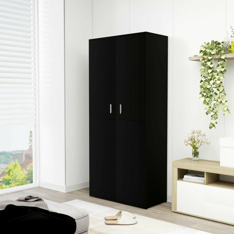 

Happyshopping - Mueble zapatero de aglomerado negro 80x39x178 cm