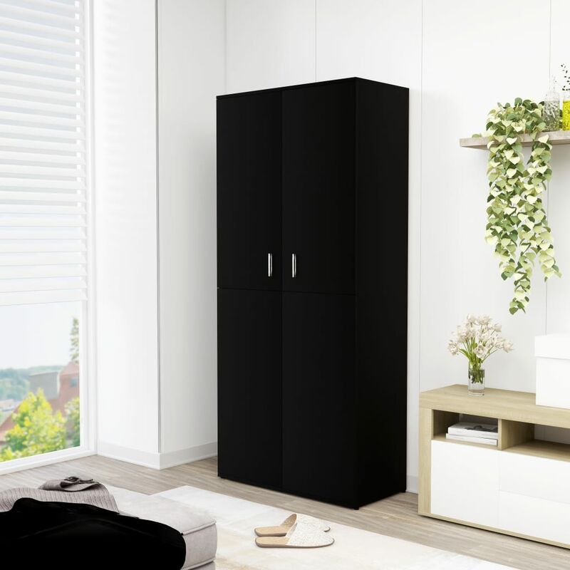 

Mueble zapatero de aglomerado negro 80x39x178 cm