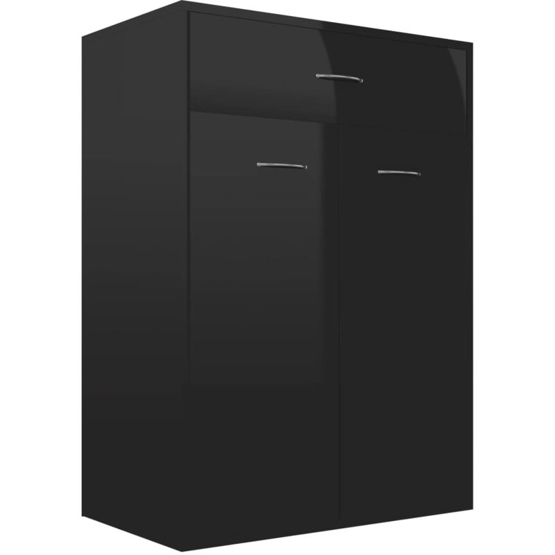 

vidaXL Mueble zapatero de aglomerado negro brillante 60x35x84 cm - Negro