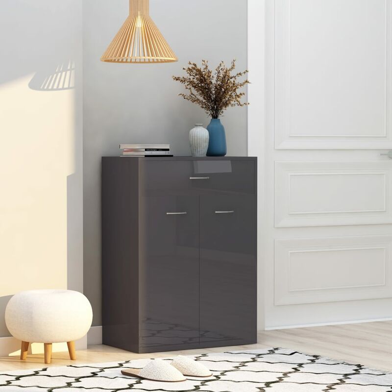 

Mueble zapatero de aglomerado negro con brillo 60x35x84 cm