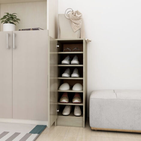 Mueble zapatero de aglomerado roble Sonoma 32x35x92 cm