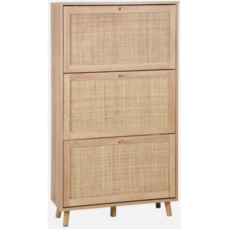 SWEEEK Mueble zapatero de caña, Boheme, Natural, 75x26x131 cm