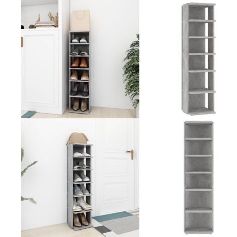 Mueble zapatero de ingeniería gris hormigón 27,5x27x102 cm - Mueble de zapatos - Estantes para zapatos