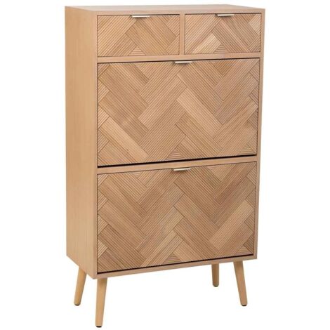 Mueble zapatero de madera 2 puertas y 2 cajones marrón 70x32x120 cm