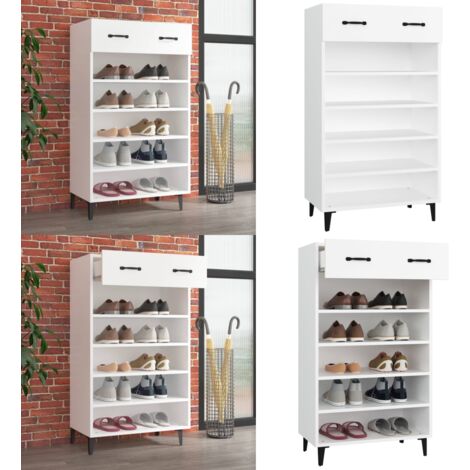 Mueble zapatero de madera contrachapada blanco 60x35x105 cm - Armario de zapatos - Muebles de dormitorio