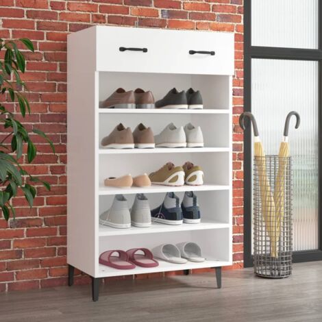 Mueble zapatero de madera contrachapada blanco 60x35x105 cm vidaXL