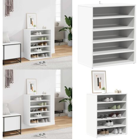 Mueble zapatero de madera contrachapada blanco 60x35x70 cm - Mueble para zapatos - Estante para zapatos