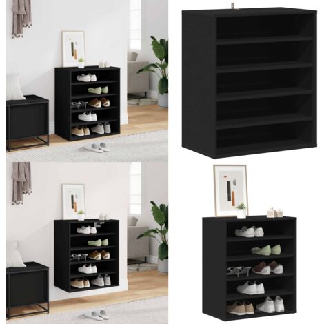 Mueble zapatero de madera contrachapada negro 60x35x70 cm - Muebles para casa - Estantes para zapatos