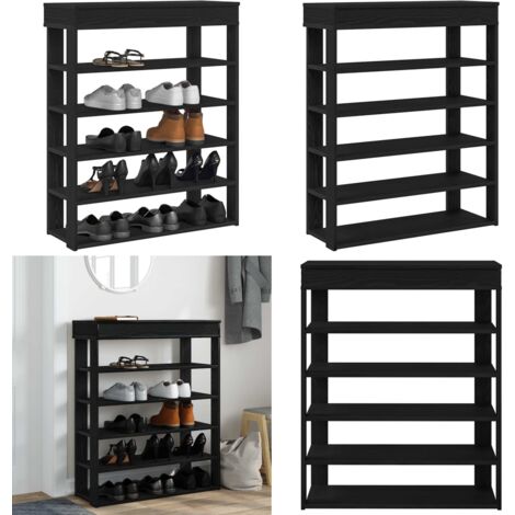 Mueble zapatero de madera de ingeniería negro 80x30x98 cm - Muebles de almacenamiento - Muebles de entrada