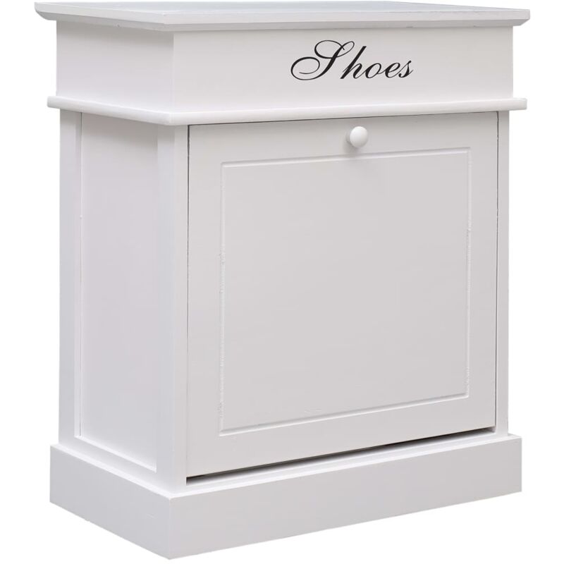

vidaXL Mueble zapatero de madera de Paulownia blanco 50x28x58 cm - Blanco