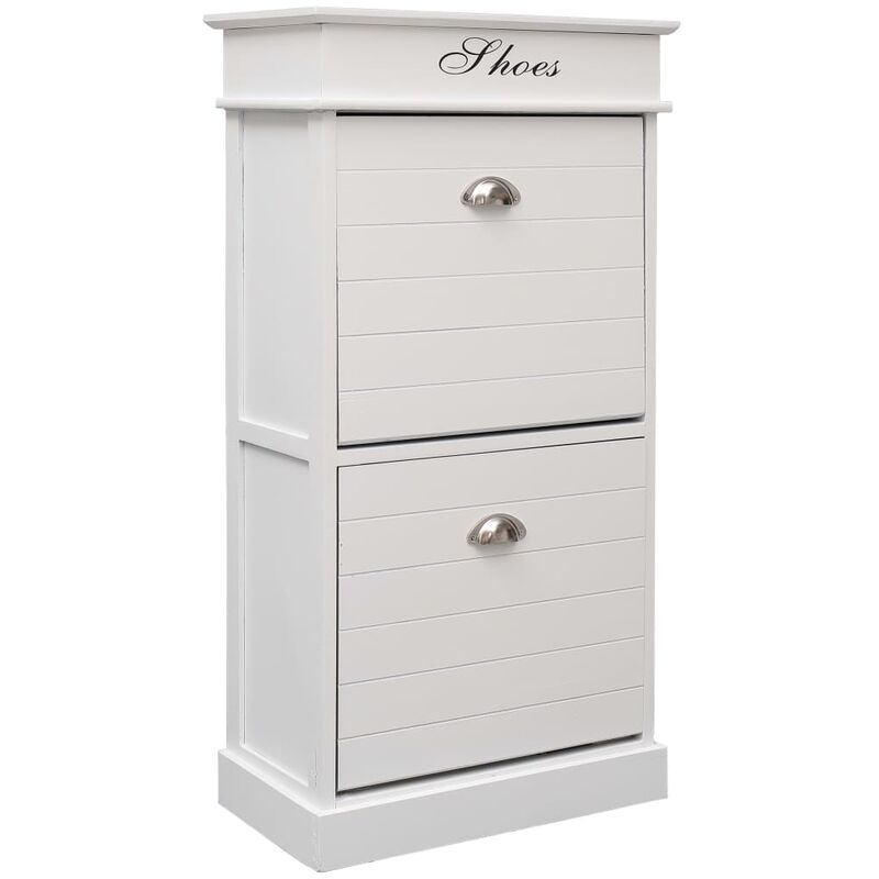 

Happyshopping - Mueble zapatero de madera de Paulownia blanco 50x28x98 cm