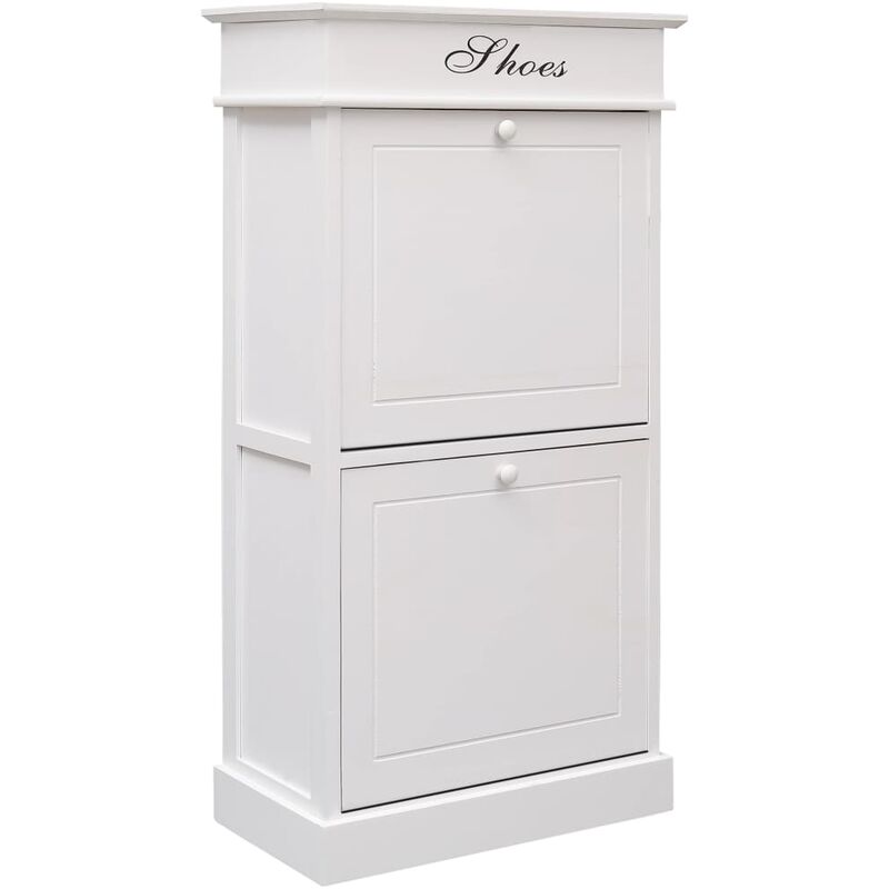 

Mueble zapatero de madera de Paulownia blanco 50x28x98 cm - Blanco