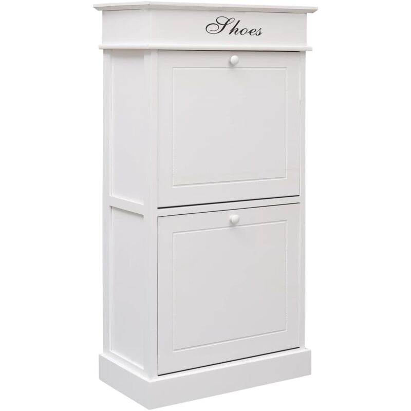 

vidaXL Mueble zapatero de madera de Paulownia blanco 50x28x98 cm - Blanco
